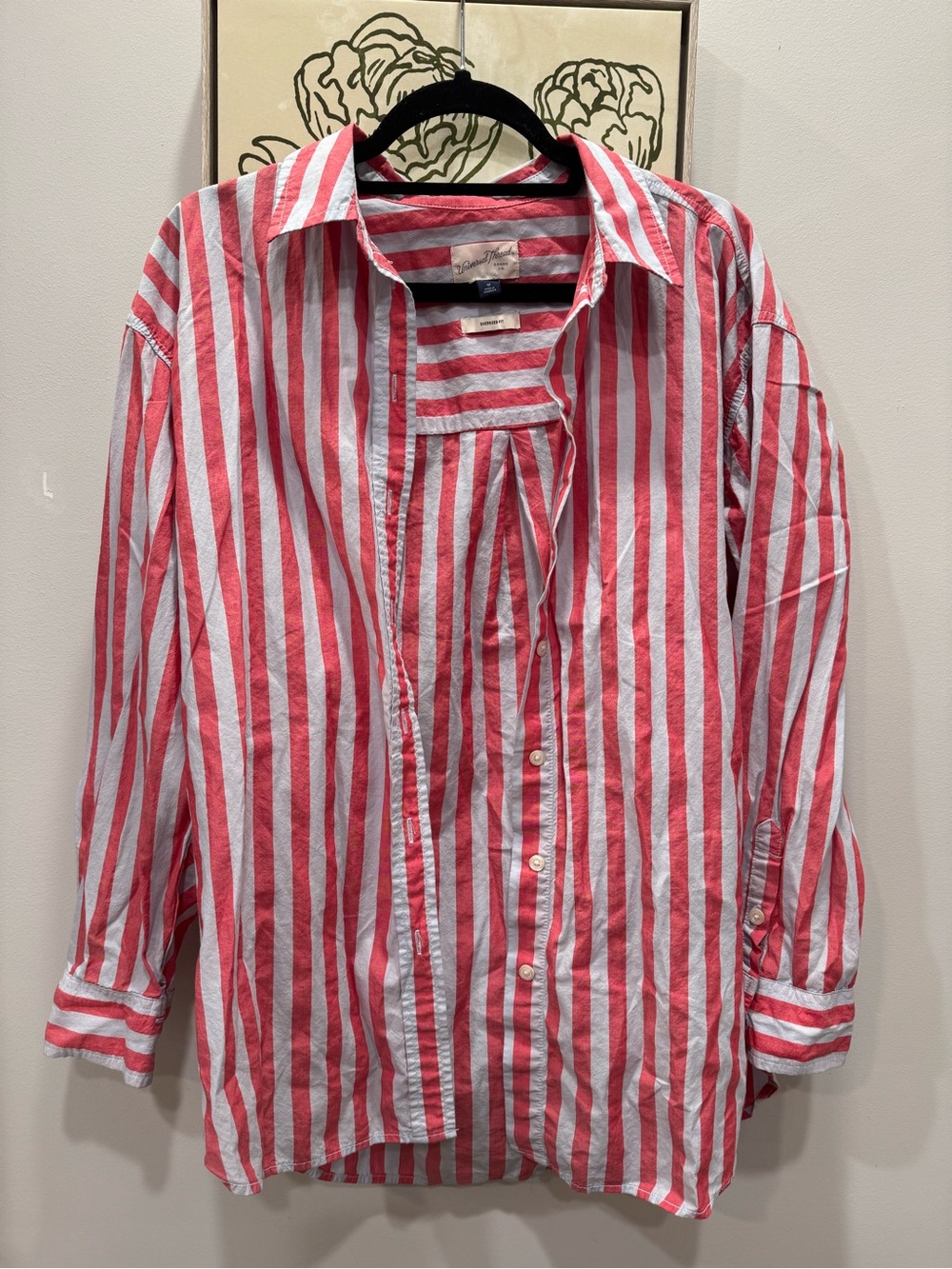 Universal Thread Red White Vertical Stripe Button-Down Shirt Women’s Medium
